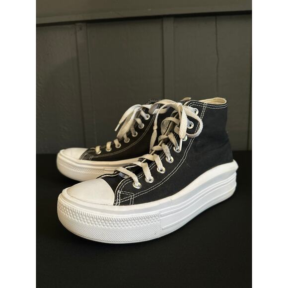 Converse Chuck Taylor All Star Move Platform High top Sneakers Black White Sz 10 - Picture 6 of 13